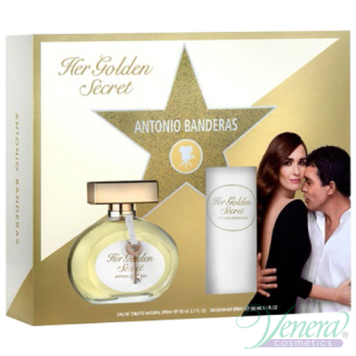 Antonio Banderas Her Golden Secret Set (EDT 80ml + Deo Spray 150ml) for Women Women's Gift sets