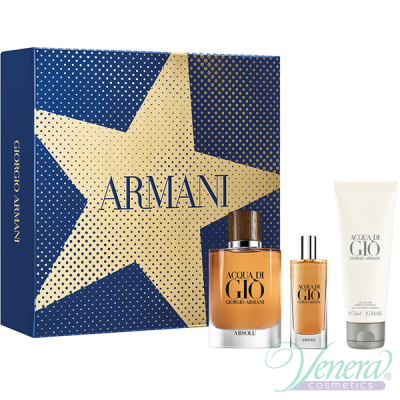 Armani Acqua Di Gio Absolu Set (EDP 75ml + EDP 15ml + SG 75ml) for Men Men's Gift sets