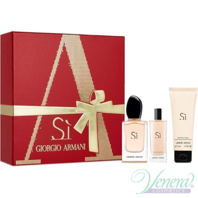 Armani Si Set (EDP 50ml + EDP 15ml + BL 75ml) for Women Women's Fragrance