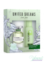 Benetton United Dreams Live Free Set (EDT 80ml + Deo Spray 150ml) for Women Women's Gift sets