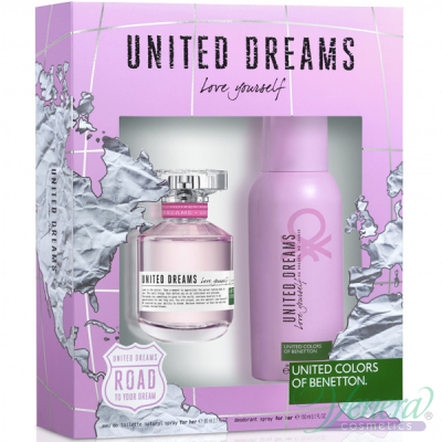 Benetton United Dreams Love Yourself Set (EDT 80ml + Deo Spray 150ml) for Women Women's Gift sets
