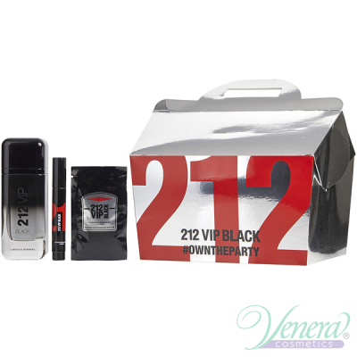 Carolina Herrera 212 VIP Black Set (EDP 100ml + EDP 3ml + 12 x SG 8ml) for Men Men's Gift sets