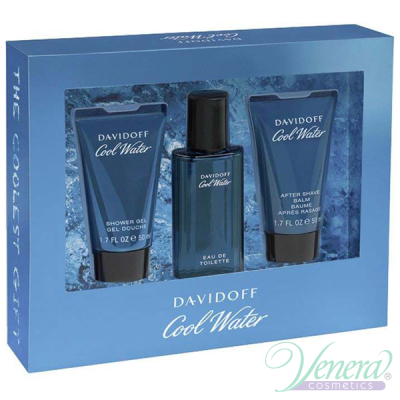 Davidoff Cool Water Set (EDT 40ml + AS Balm 50ml + SG 50ml) for Men Men's Gift sets