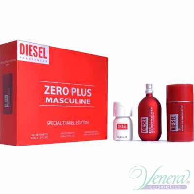 Diesel Zero Plus Set (EDT 75ml + Deo Stick 75ml + Plus Plus EDT 30ml) for Men Men's Gift sets