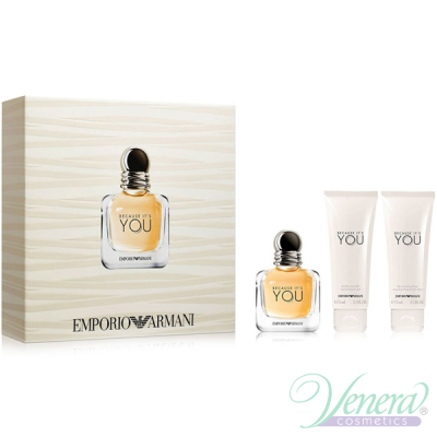 Emporio Armani Because It's You Set (EDP 50ml + SG 75ml + BL 75ml) for Women Women's Gift sets