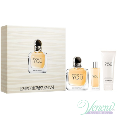 Emporio Armani Because It's You Set (EDP 100ml + EDP 15ml + BL 75ml) for Women Women's Gift sets