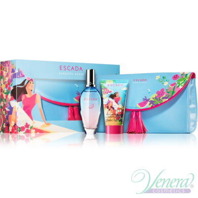 Escada Sorbetto Rosso Set (EDT 50ml + BL 50ml + Cosmetic Bag) for Women Women's Gift sets