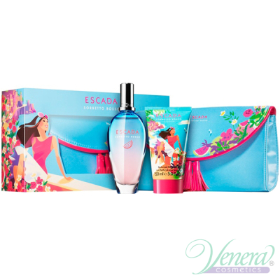 Escada Sorbetto Rosso Set (EDT 100ml + BL 150ml + Cosmetic Bag) for Women Women's Gift sets