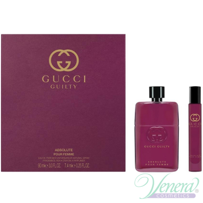 Gucci Guilty Absolute Pour Femme Set (EDP 90ml + EDP 7,4ml Roller Ball) for Women Women's Gift sets