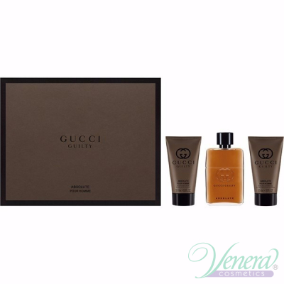 Gucci Guilty Absolute Set (EDP 50ml + AS Balm 50ml + SG 50ml) for Men Men's Gift sets