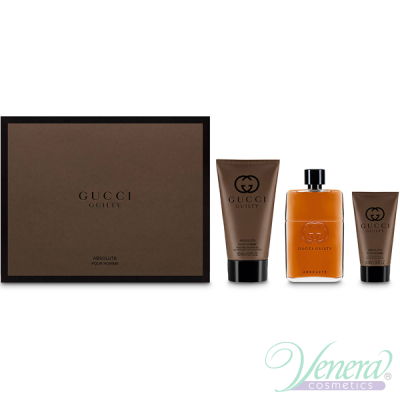 Gucci Guilty Absolute Set (EDP 90ml + AS Balm 50ml + SG 150ml) for Men Men's Gift sets