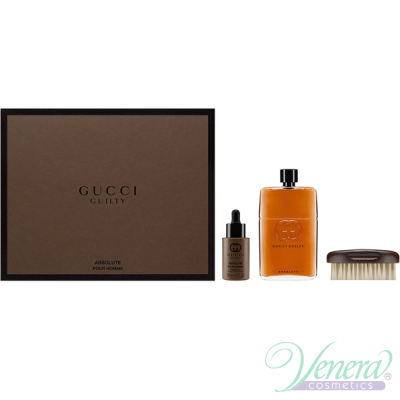 Gucci Guilty Absolute Set (EDP 150ml + Beard Oil 30ml + Brush) for Men Men's Gift sets