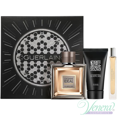 Guerlain L'Homme Ideal Eau de Parfum Set (EDP 100ml + SG 75ml + EDP 10ml) for Men Men's Gift sets