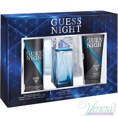 Guess Night Set (EDT 100ml + Shower Gel 200ml + Deo Spray 226ml) for Men Men's Gift sets