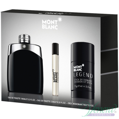 Mont Blanc Legend Set (EDT 100ml + Deo Stick 75ml + EDT 7.5ml) for Men Men's Fragrance