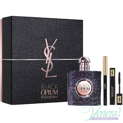YSL Black Opium Nuit Blanche Set (EDP 50ml + Mascara 2ml + Pencil) for Women Women's Gift sets