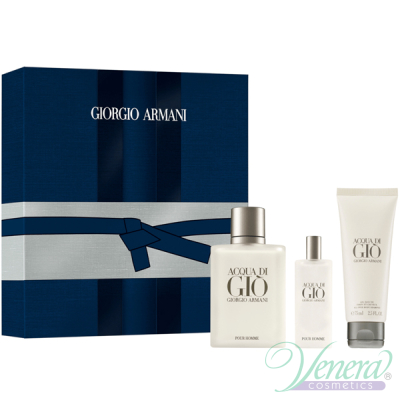 Armani Acqua Di Gio Set (EDT 100ml + EDT 15ml + SG 75ml) for Men Men's Gift sets
