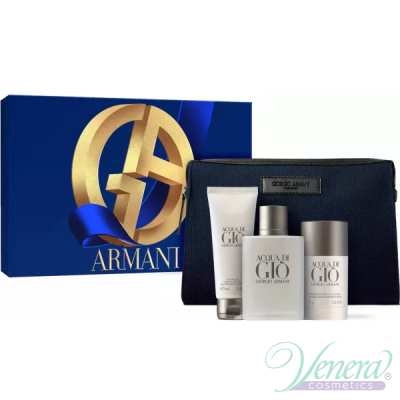 Armani Acqua Di Gio Set (EDT 100ml + SG 75ml + Deo Stick 75ml + Bag) for Men Men's Gift sets