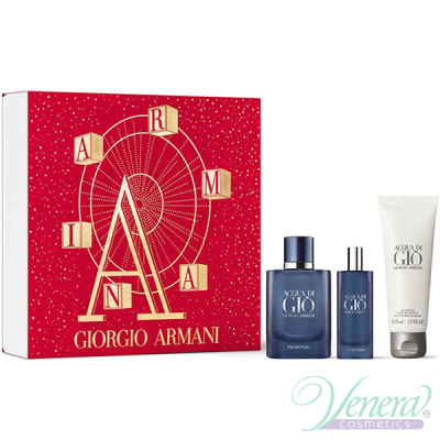 Armani Acqua Di Gio Profondo Set (EDP 40ml + EDP 15ml + SG 75ml) for Men Men's Gift sets