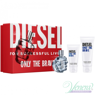 Diesel Only The Brave Set (EDT 75ml + SG 100ml + SG 50ml) for Men Men's Gift Sets