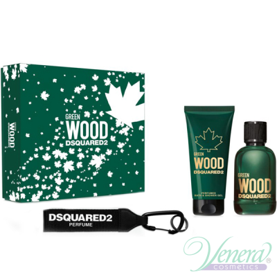 Dsquared2 Green Wood Set (EDT 100ml + SG 100ml + Key Ring) for Men Men's Gift sets
