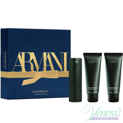 Emporio Armani He Set (EDT 50ml + SG 75ml + SG 75ml) for Men Men's Gift sets