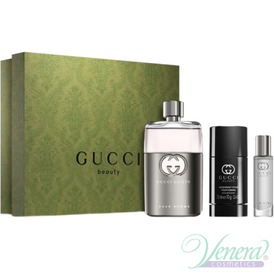 Gucci Guilty Pour Homme Set (EDT 90ml + Deo Stick 75ml + EDT 15ml) for Men Men's Gift sets