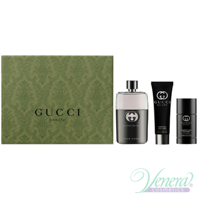 Gucci Guilty Pour Homme Set (EDT 90ml + Deo Stick 75ml+ SG 50ml) for Men Men's Gift sets