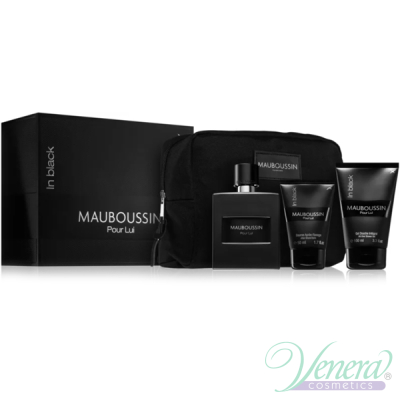 Mauboussin Pour Lui in Black Set (EDP 100ml + AS Balm 50ml + SG 100ml + Bag) for Men Men's Gift sets
