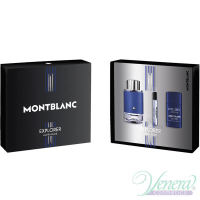 Mont Blanc Explorer Ultra Blue Set (EDP 100ml + Deo Stick 75ml + EDP 7.5ml) for Men Men's Gift sets