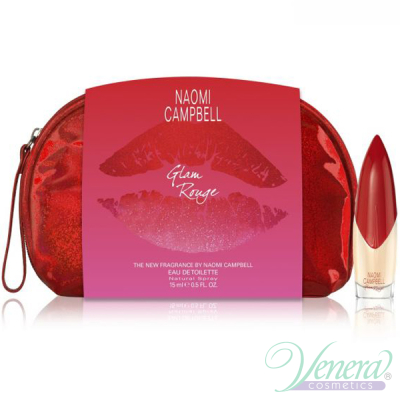 Naomi Campbell Glam Rouge Set (EDT 15ml + Make Up Bag) for Women Women's Gift sets