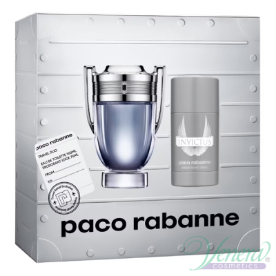 Paco Rabanne Invictus Set (EDT 100ml + Deo Stick 75ml) for Men Men's Gift Sets