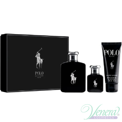 Ralph Lauren Polo Black Set (EDT 125ml + EDT 40ml + H&B Wash 100ml) for Men Gift Sets