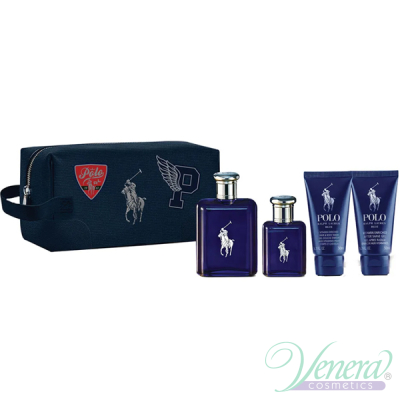 Ralph Lauren Polo Blue Set (EDT 125ml + EDT 40ml + H&B Wash 50ml + AS Balm 50ml) for Men Gift Sets