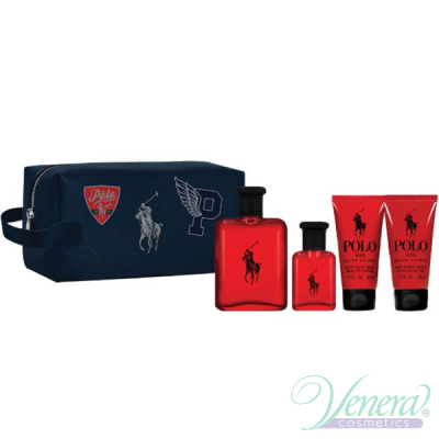 Ralph Lauren Polo Red Set (EDT 125ml + EDT 40ml + H&B Wash 50ml + AS Balm 50ml) for Men Gift Sets