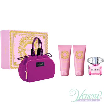 Versace Bright Crystal Set (EDT 90ml + BL 100ml + SG 100ml + Bag) for Women Women's Gift