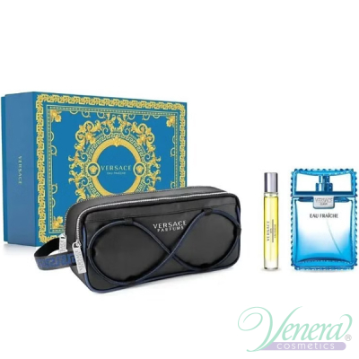 Versace Man Eau Fraiche Set (EDT 100ml + EDT 10ml + Bag) for Men Men's Gift sets