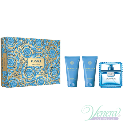 Versace Man Eau Fraiche Set (EDT 50ml + AS Balm 50ml + Shower Gel 50ml) for Men Men's