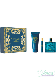 Versace Eros Eau de Parfum Set (EDP 100ml + EDP 10ml + SG 150ml) for Men Men's Gift sets