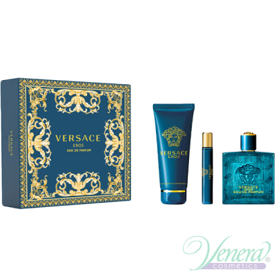 Versace Eros Eau de Parfum Set (EDP 100ml + EDP 10ml + SG 150ml) for Men Men's Gift sets