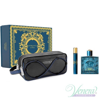 Versace Eros Eau de Parfum Set (EDP 100ml + EDP 10ml + Trousse) for Men Men's Gift sets