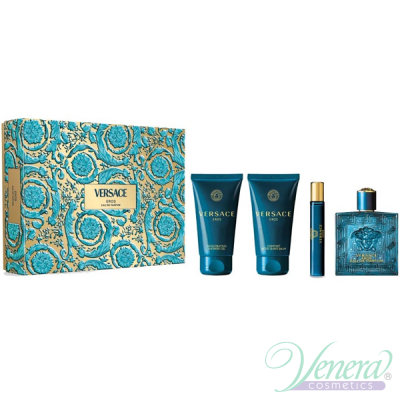 Versace Eros Eau de Parfum Set (EDP 100ml + EDP 10ml + AS Balm 75ml + SG 75ml) for Men Gift Sets