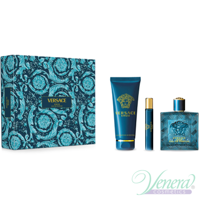 Versace Eros Eau de Parfum Set (EDP 100ml + EDP 10ml + SG 150ml) for Men Men's Gift sets