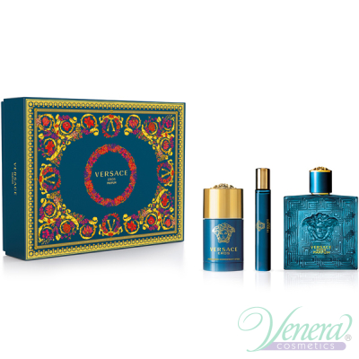 Versace Eros Parfum Set (Parfum 100ml + Parfum 10ml + Deo Stick 75ml) for Men Men's Gift set