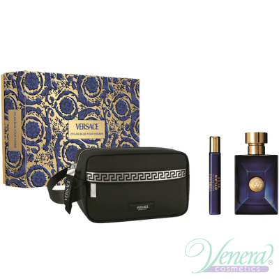 Versace Pour Homme Dylan Blue Set (EDT 100ml + EDT 10ml + Bag) for Men Men's Gift sets