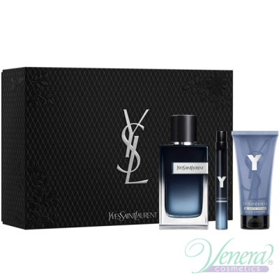 YSL Y Eau de Parfum Set (EDP 100ml + EDP 10ml + SG 50ml) for Men Gift Sets