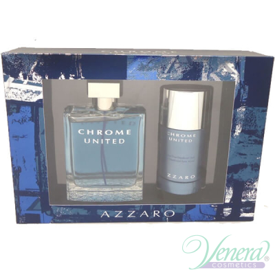 Azzaro Chrome United Set (EDT 100ml + Deo Stick 75ml) for Men Men's Gift sets