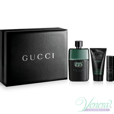 Gucci Guilty Black Pour Homme Set (EDT 90ml + EDT 8ml + SG 50ml) for Men Men's