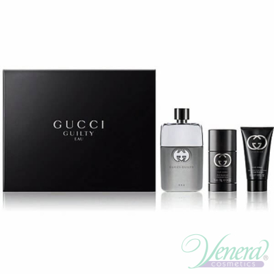 Gucci Guilty  Eau Pour Homme Set (EDT 90ml + Deo Stick 75ml+ SG 50ml) for Men Men's Gift sets