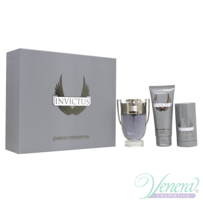 Paco Rabanne Invictus Set (EDT 100ml + AS Balm 100ml + Deo Stick 75ml) for Men Men's Gift Sets